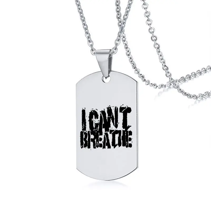 

POFUNUO American Protest I Can't Breath Pendant Necklaces 8 Styles Available George Floyd White Stainless Steel Charm Necklace