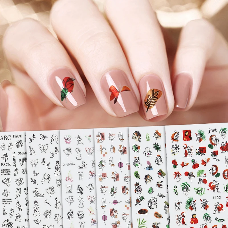 

Прямая поставка, геометрические изображения, наклейки для ногтей, красочные украшения для ногтей, переводные наклейки, аксессуары для ногт...