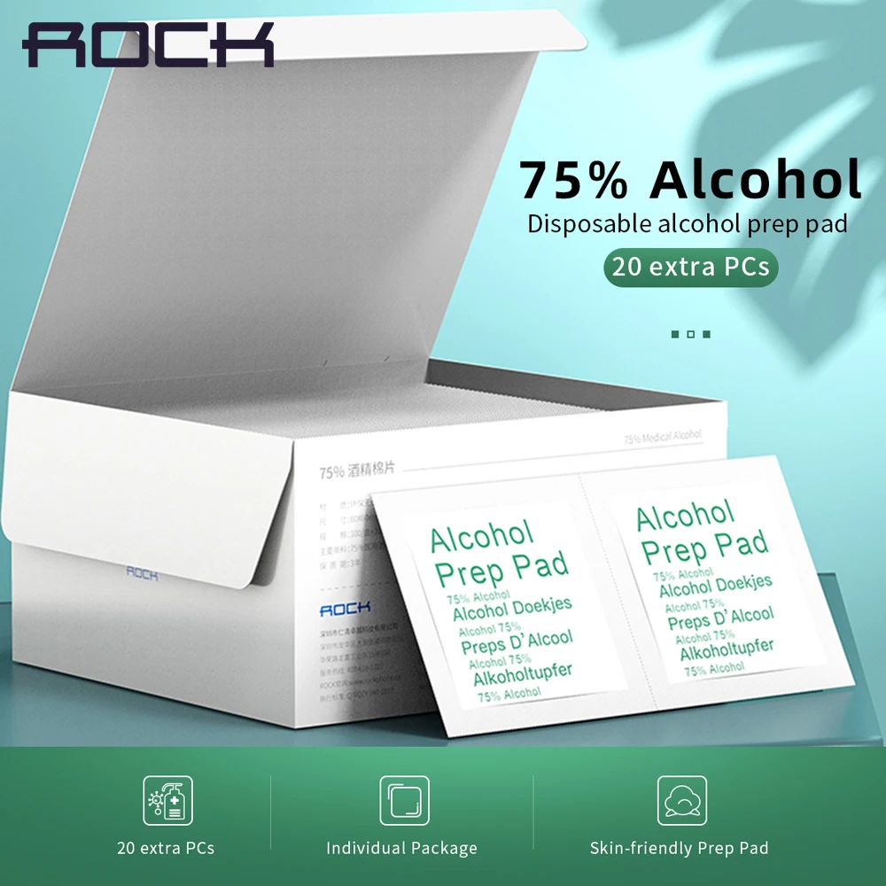 Одноразовые антивирусные спиртовые тампоны ROCK 75% ватные влажные салфетки