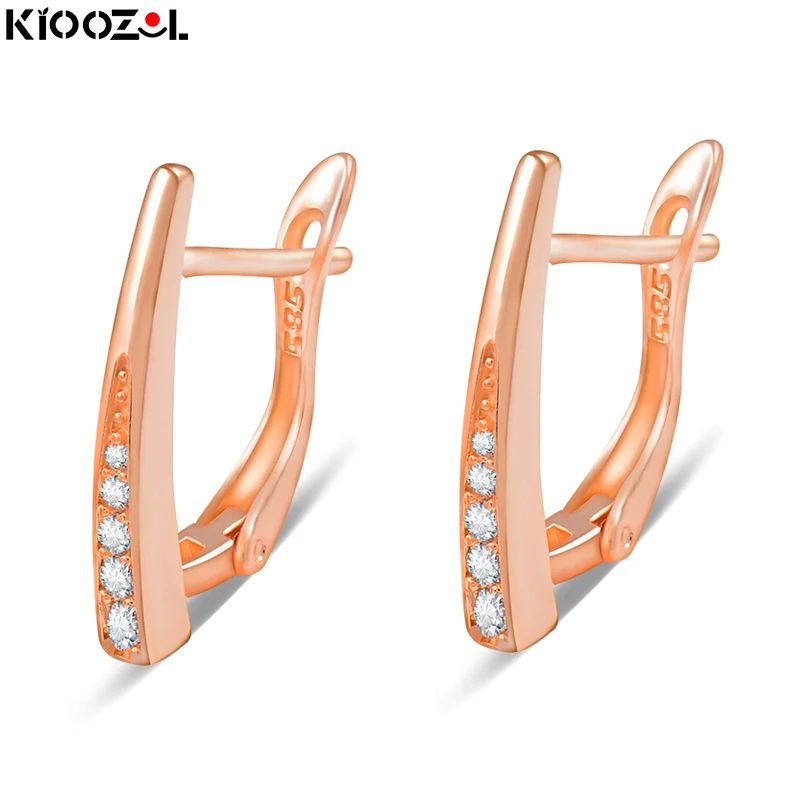 

KIOOZOL Fashion Strip Crystal Zircon Earrings For Women 585 Rose Gold Jewelry Wedding Engagement Party Accessories Gifts 277 KO1