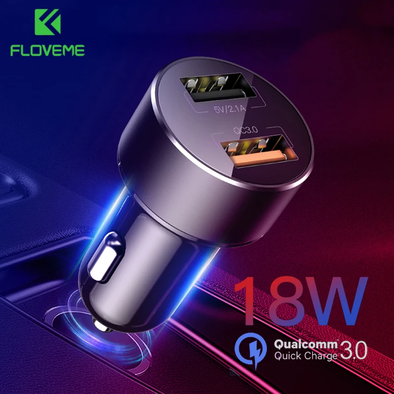 FLOVEME 18 Вт Быстрая зарядка QC 3 0 Автомобильное зарядное устройство двойной USB