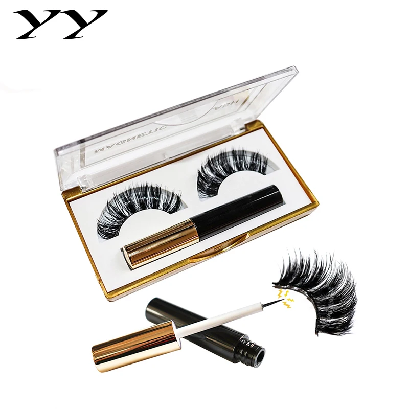 

3D Magnetic Nature False Mink Eyelashes by handmade & Magnetic Eyeliner Waterproof Professional makeup tools set/kits