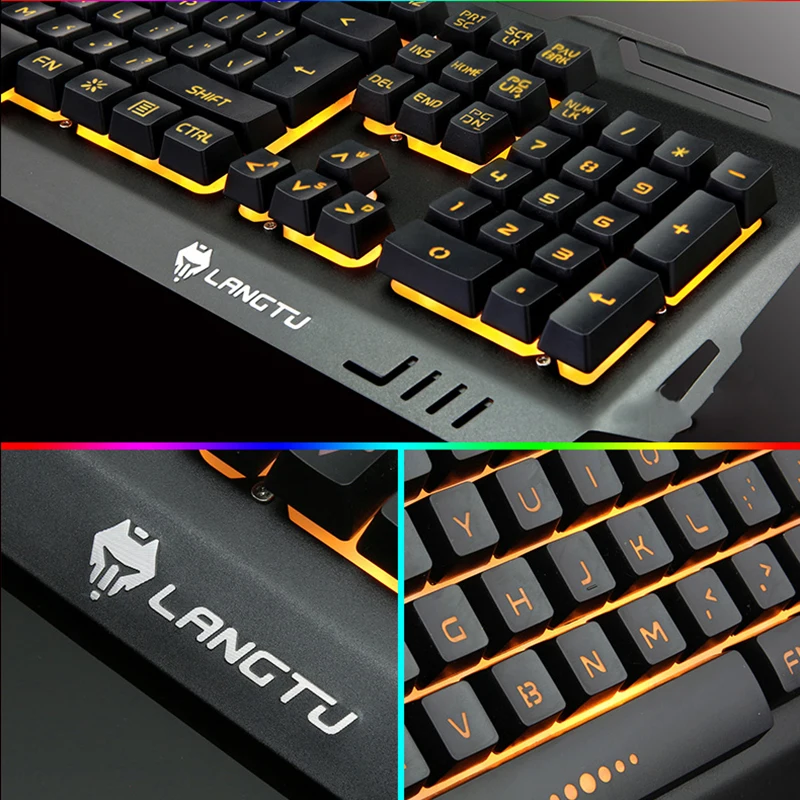 Игровая клавиатура с 104 клавишами подсветки проводная USB RGB для планшетов
