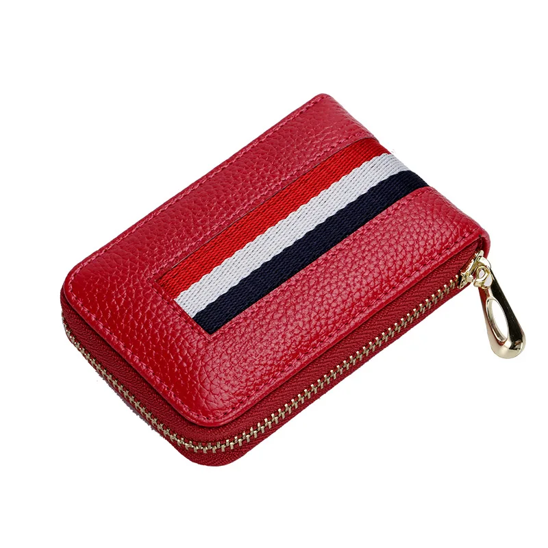 genuine leather card holder female male wallet for cards business credit card case patchwork id cardholder unisex zip purse rfid free global shipping