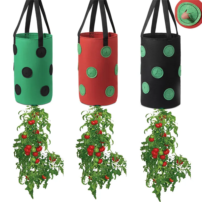 

13-hole Hanging Non-woven Strawberry Planting Bag with Holes Garden Pots Hanging Garden Grow Bags with Visualization Pockets