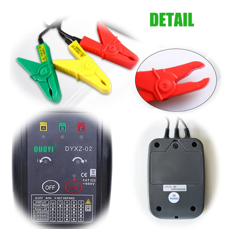 DUOYI DYXZ-02 Voltage Indicator Tester/ Non-Contact Phase Sequence Detector Meter LED Display 3 Tester | Инструменты