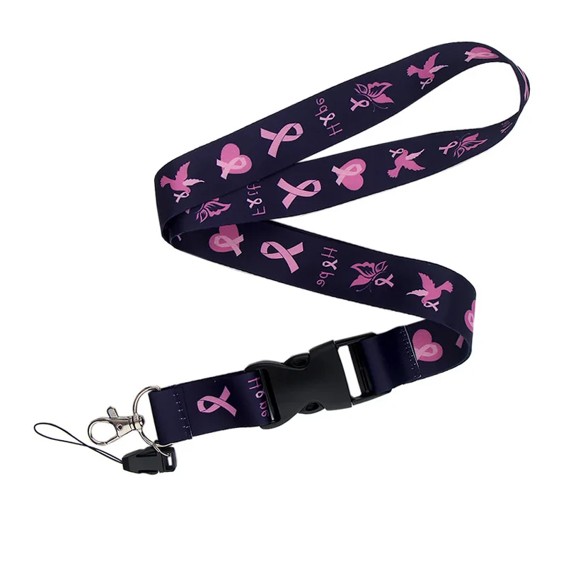 Ремешок на шею JF567 для защиты от рака груди розовая лента ключей ID карт телефонных
