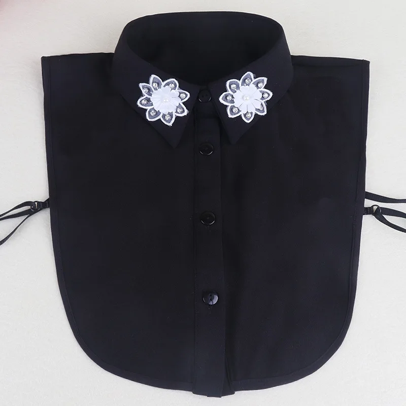 

Fashion Chiffon Shirt Fake Collar for Women Detachable Collar Lapel Female Rhinestone Shirt False Collar Mujer Gift