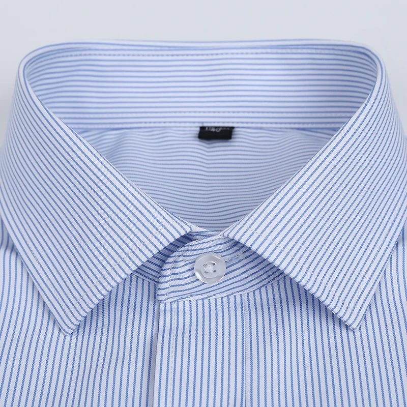 Plus Size S to 8xl formal shirts for men striped long sleeved non-iron slim fit dress shirts Solid Twill Social Man's Clothing