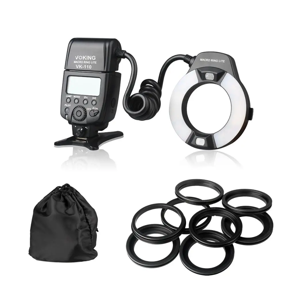 Voking ttl макро светодиодный Кольцевая вспышка VK-110N для Nikon D60 D90 D3000 D3100 D3200 D5000 D5100 D5200 D7000 D7100 цифровых зеркальных камер