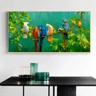 Художественный попугай, птица на ветках, деревянный пейзаж, холст, живопись, художественный постер, печать, Настенная картина для гостиной, Декор, квадраты