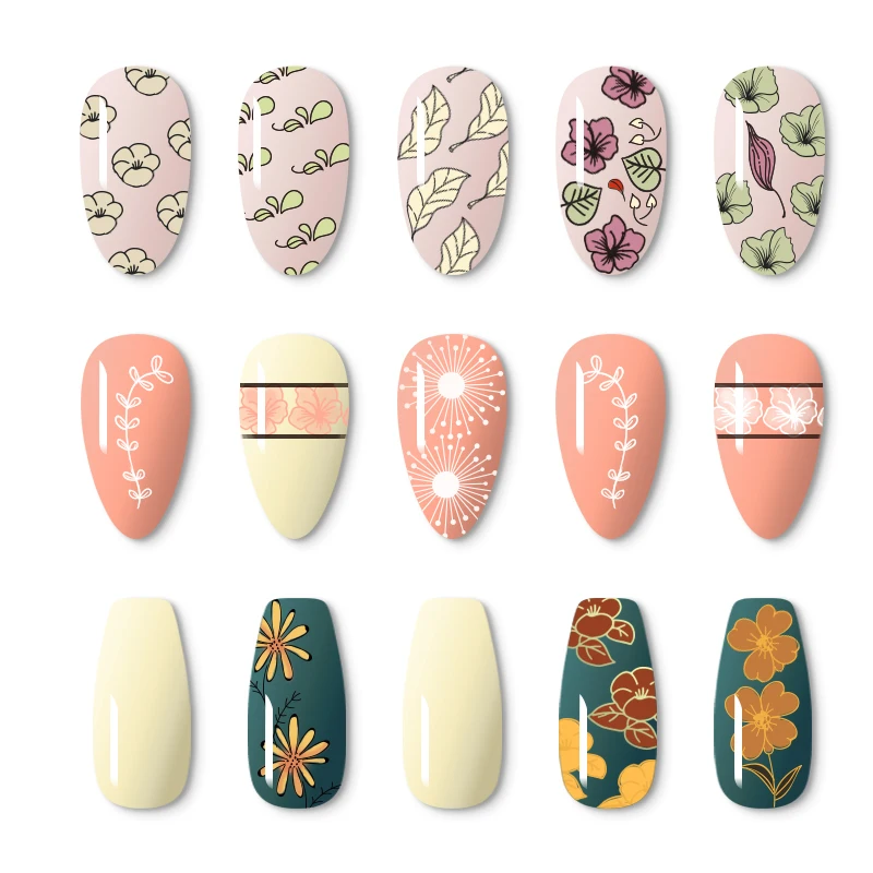 Пластины для маникюра с изображением 4 лилий|Шаблоны дизайна ногтей| |