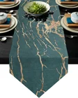 Зеленые Мраморные линии, Золотая текстура с трещинами, настольная дорожка, художественная скатерть для украшения дома, вечеринки, страны, свадьбы, скатерть, Настольная дорожка
