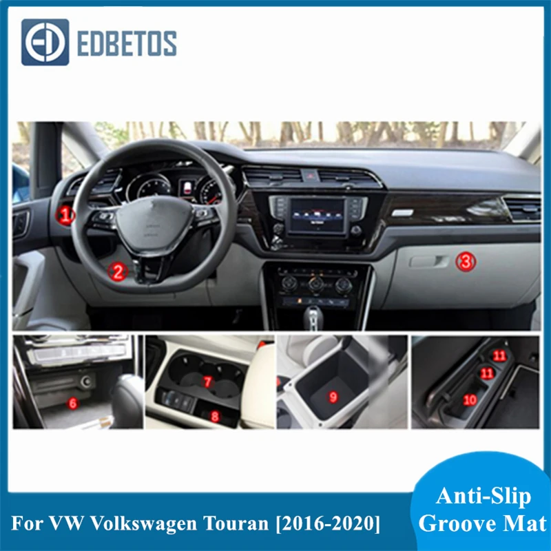 Дверной коврик с желобом для VW Touran 2016 2017 2018 2019 2020 Volkswagen MK2 аксессуары