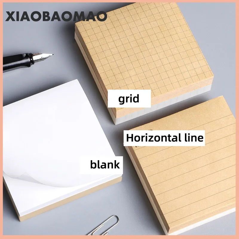 5pcs 10pcs 80 Sheets Creative Kraft paper Convenience Note Blank grid Horizontal Note Memo Pad Student Message Pasted Notepad