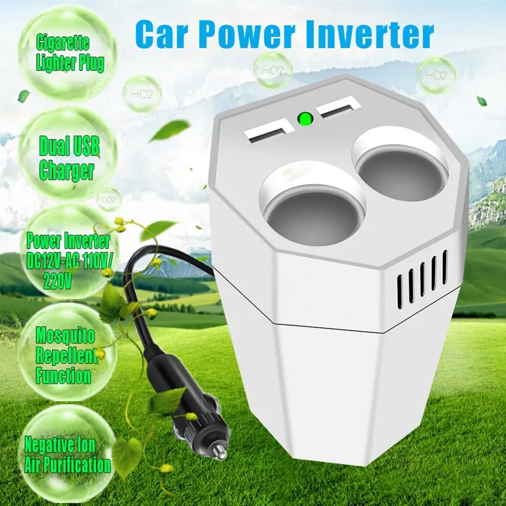 

50% Hot Sales Power Inverter Dual USB Port Multifunctional ABS Car Cup Inverter Adapter for 12V Cars