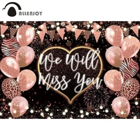 allenjoy we will miss you background retirement going away party anniversary rose gold balloon firework photo backdrop photozone