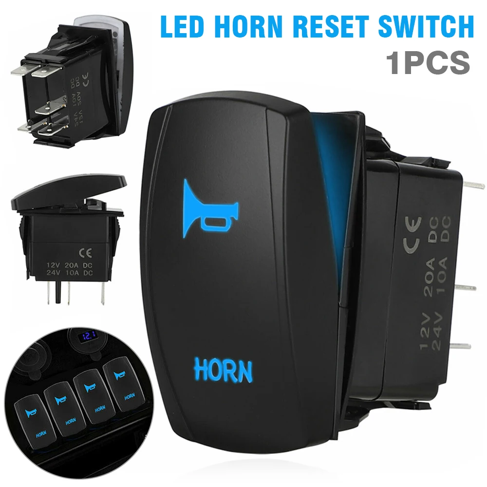 

Mayitr 1pc 20A 12VDC SPST Switch 5PIN (ON)-OFF Momentray Marine Switches With Blue Dual LED "Horn" Symbol for Auto Truck Boat