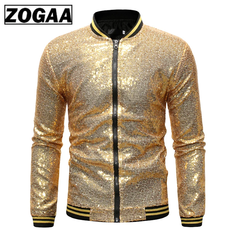 Мужские Блестящие золотистые куртки с пайетками и пальто 2019 новая брендовая