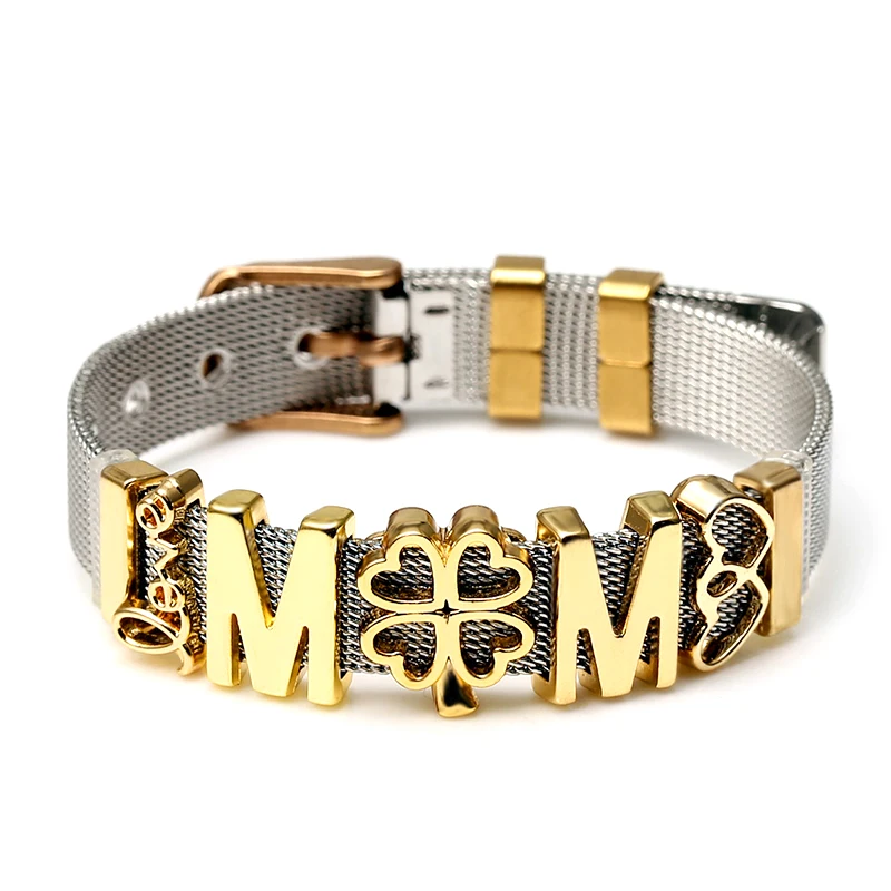 Двухцветные браслеты из нержавеющей стали с сеткой для женщин и мужчин