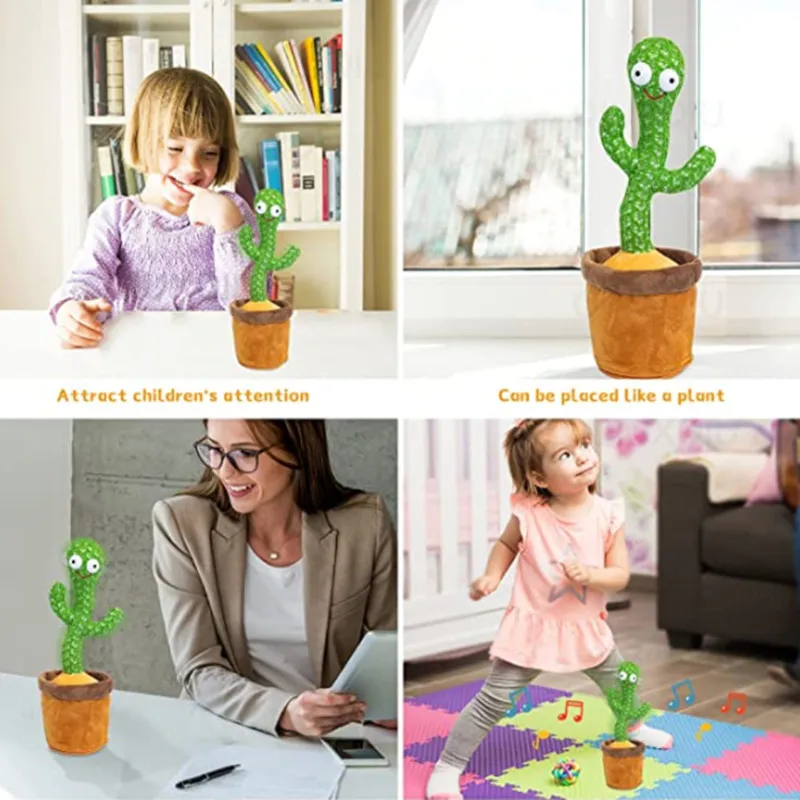 

Dancing Cactus Plush Toys Stress Reliever Early Childhood Education Toys 120 Songs Dancing Recording Children's Gifts Cute Toys
