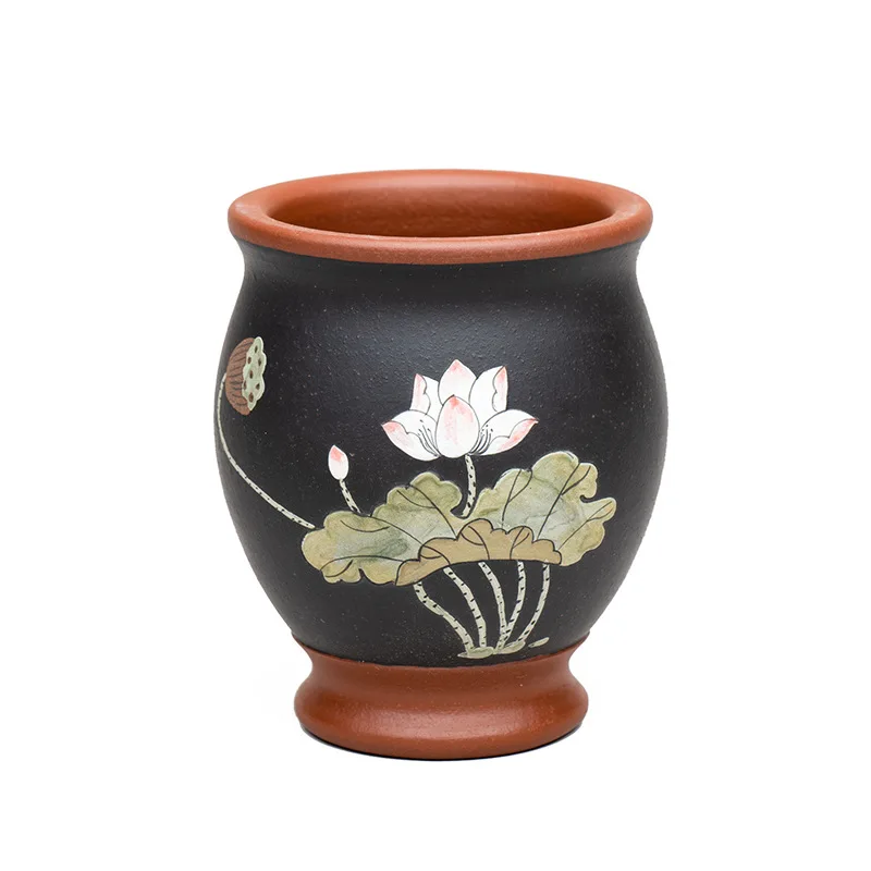 

Purple clay painted product tea master cup teacup purple clay lotus fun cup tea bowl Kung Fu tea set accessories