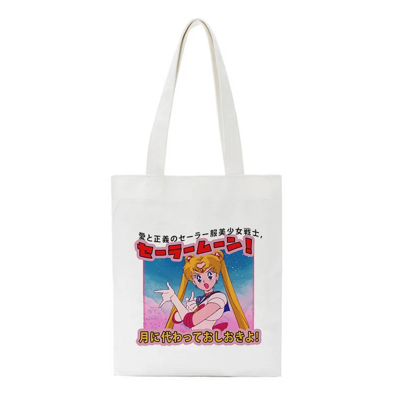 2875 Сейлор Мун кошка милая сумка на плечо Новинка Harajuku мультфильм печати холщовые сумки колледж открытый карман Большая вместительная сумка женская сумка - Цвет: 2875