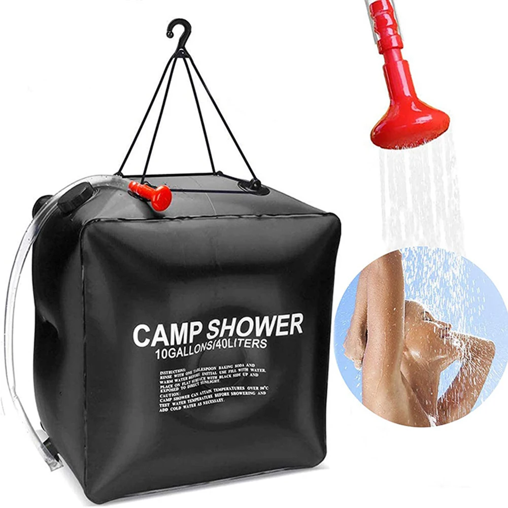 

40L Portable Outdoor Camping Hiking Heating Solar Water Bag with Switchable Hose Shower Bath Head Climbing Hydration Equipment