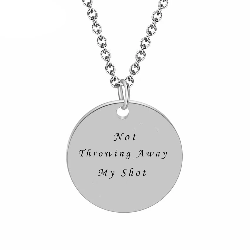 

Stainless Steel Circle Disc Hamilton Quote Not Throwing Away My Shot Cuff Bracelet Broadway Musical Gift for Her Gold BFF
