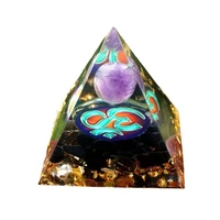 amethyst crystal sphere orgonite pyramid with obsidian stone energy healing chakra orgone collection emf protection tool