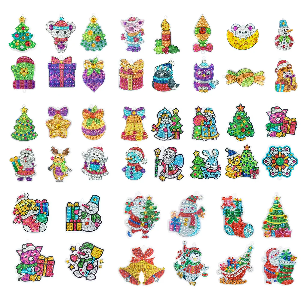 

4pcs Diy Christmas Diamond Painting Keychain Pendant Full Drill Special Shaped Diamond Embroidery Women Bag Decoration Xmas Gift