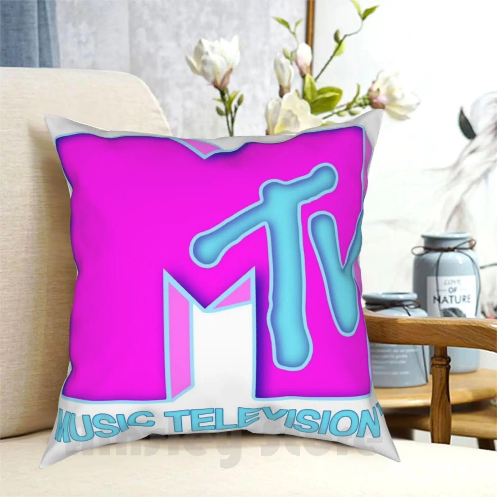 

Mtv-Neon 80S Design Pillow Case Printed Home Soft Throw Pillow Mtv Beavis And Butthead 90S 80S 1980S Vintage Retro Tv