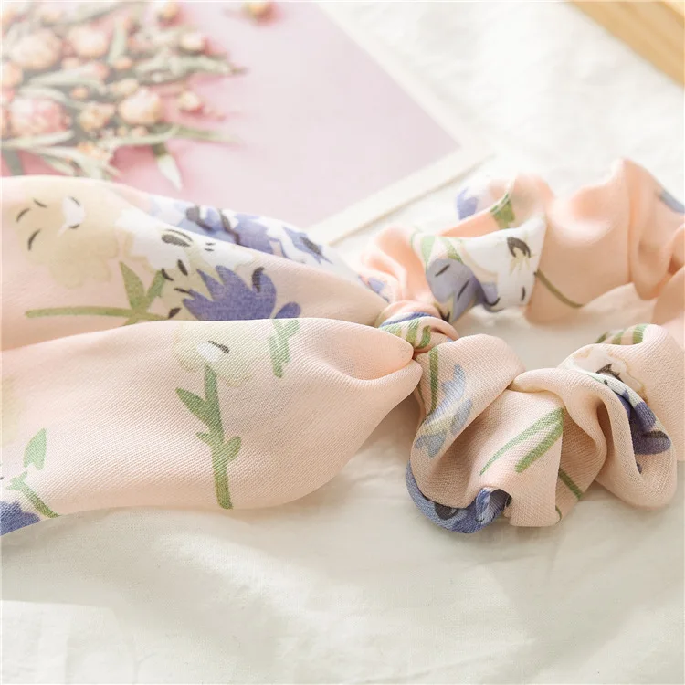 

2021 Chiffon Elastic Hair Bands for Women Girls Print Ribbon Scrunchies Headband Hair Ties Ponytail Hair Accessorie Headwear