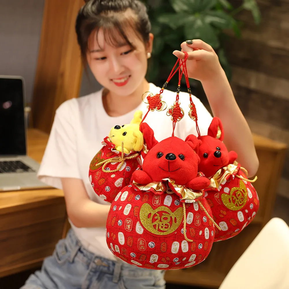 2020 год талисман крысы фу кенгуру кукла плюшевая игрушка мешок денег мышь