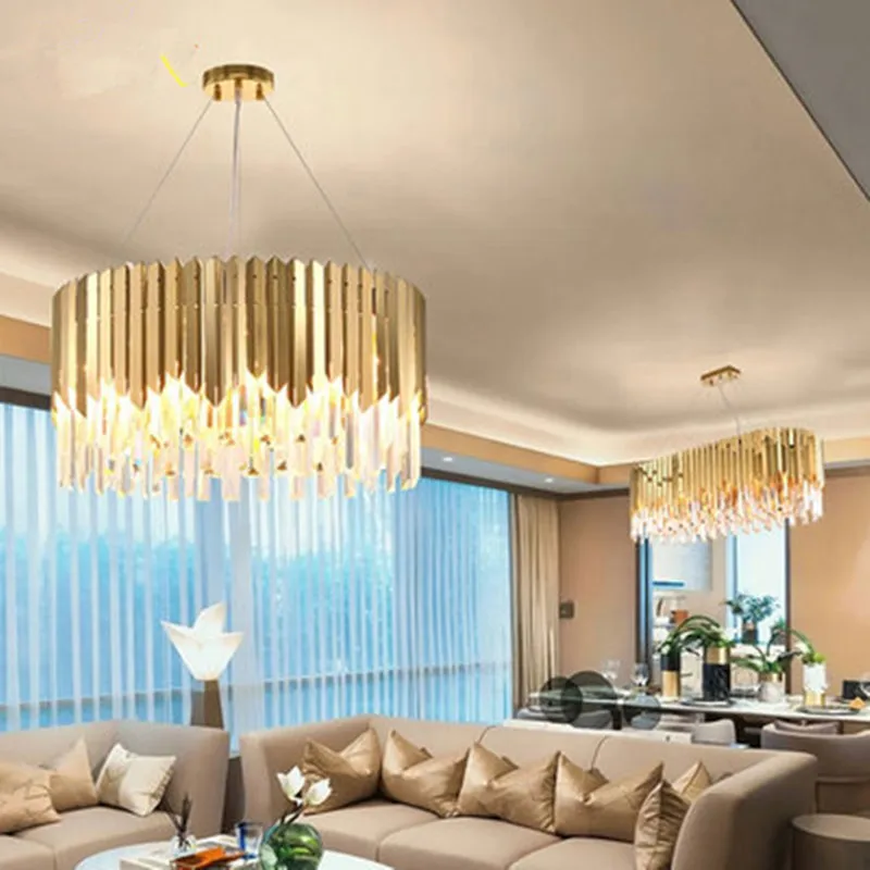 Роскошные подвесные светодиодные светильники из золотистой стали 304 для