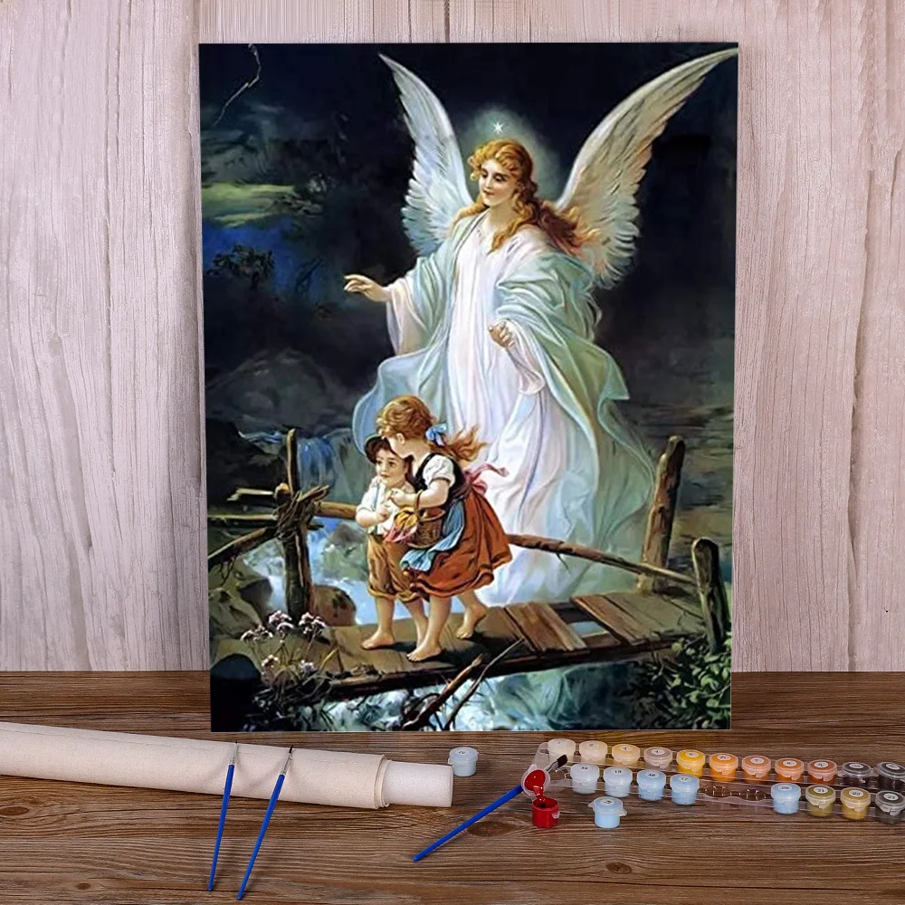

Region Angel DIY Paint By Numbers Kit Oil Paints 50*70 Canvas Painting Handmade For Adults Art