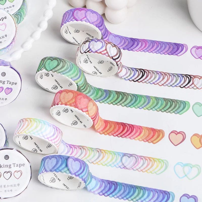 Infeel.me 100Pcs/roll Macaron Washi Tape Stickers Heart-shaped Cute Mark Sticker Masking Tape Journal Decor Supplies mark durre heart n soul