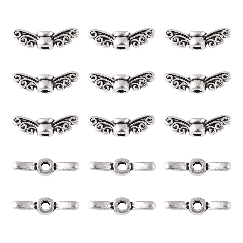 

20pcs Tibetan Style Silver Color Barrel Elephant Fairy Wing Beads Vintage Alloy Spacer DIY Beads for Jewelry Making