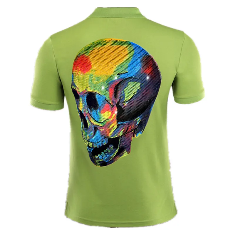 

2021 Short Sleeve Polo Shirt Men Fashion Shirt Casual Breathable Sportswear Pure Color Plein Polo Shirt 3D Printing Fashion Tops