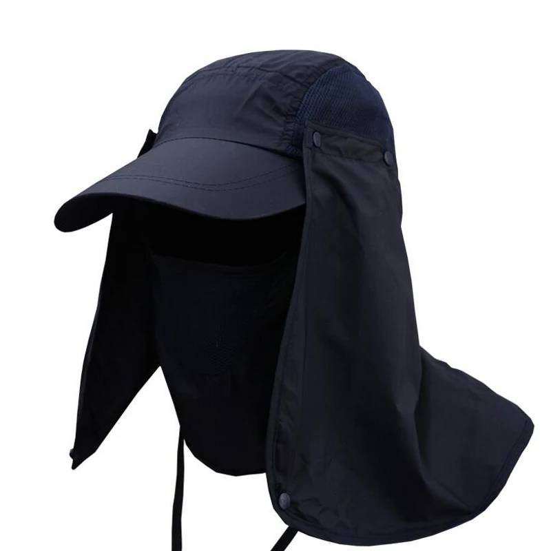 Dark blue Наружная Спортивная походная Кепка с козырьком для кемпинга с защитой от ультрафиолета для лица и шеи, солнцезащитная Кепка для рыбалки - Цвет: Dark blue