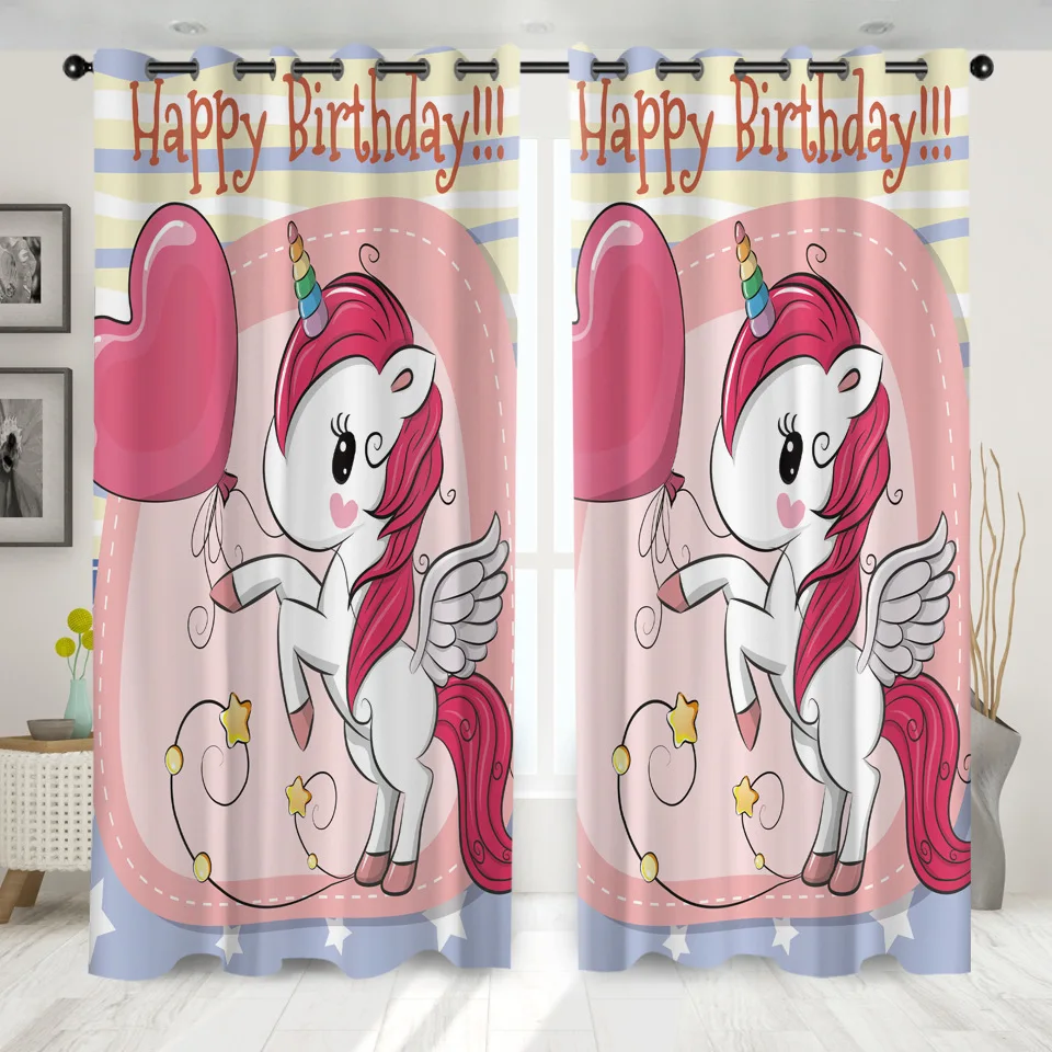 Мягкие шторы Q Edition с изображением единорога для окон затемняющие гостиной