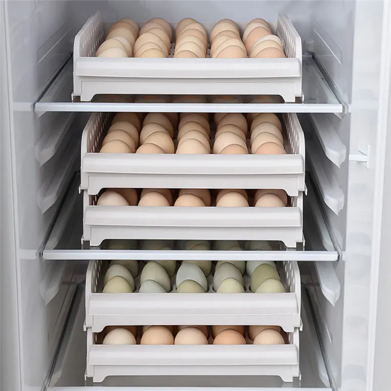 

Household Egg Box Drawer-type Multilayer Kitchen Refrigerator Freshness Put Egg of Egg Storage Box Tray Lattice Egg Crate U3