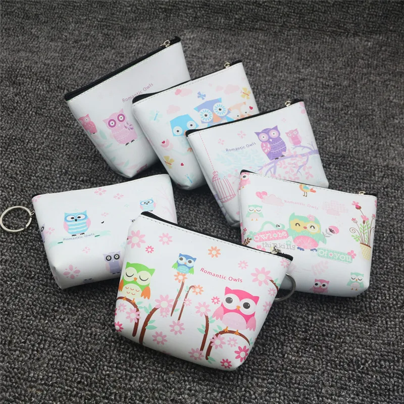 Новинка милые кошельки из искусственной кожи с рисунком совы на молнии нулевой