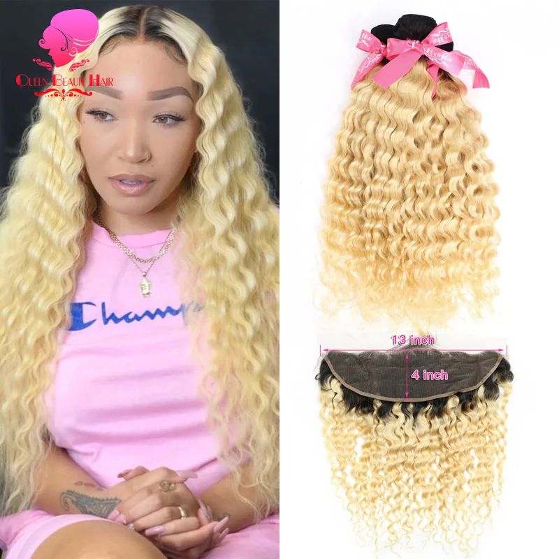 QUEEN 1B/613 Ombre блонд два тона Dook корни Remy человеческие волосы бразильская глубокая