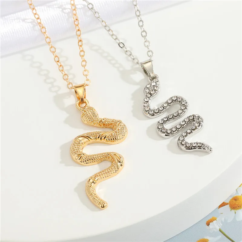 1 шт. винтажное ожерелье с подвеской в виде змеи животного для женщин, Подарочная бижутерия, блестящий минималистичный циркониевый свитер, цепочка до ключиц N245