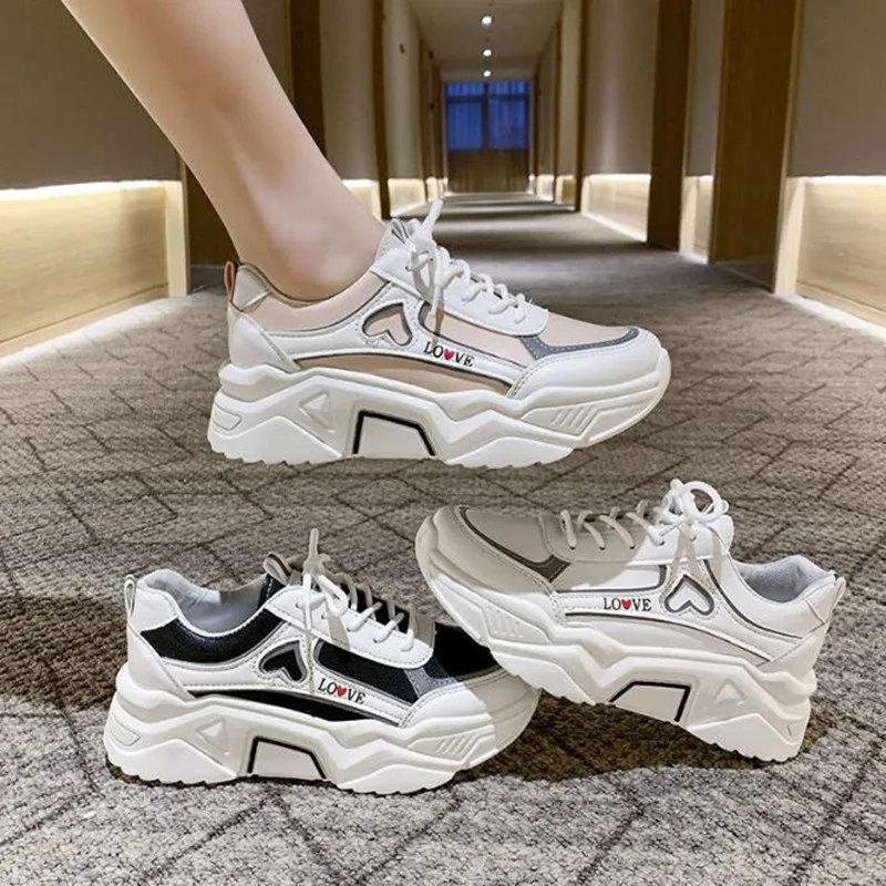 

Reflective Women Sneakers Fashion Casual Shoes Woman Comfortable Breathable White Flats Female Platform Chaussure Femme Trainers