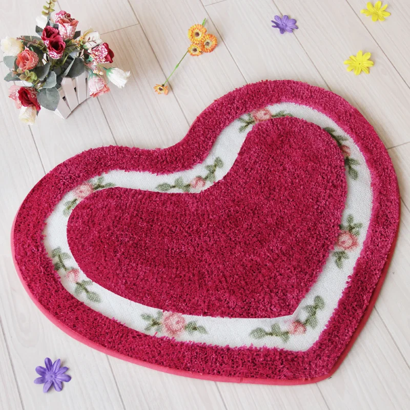 

50*60CM Heart Shape 5 Colors Non-Slip Bathroom Mat, Bathroom Mat Carpet, Bathroom Toilet, Living Room Bedroom, Floor Mat Carpet