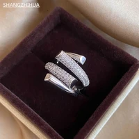 exaggerated design metal zircon cross silvery open rings for woman korean fashion jewelry gothic party girls unusual ring set