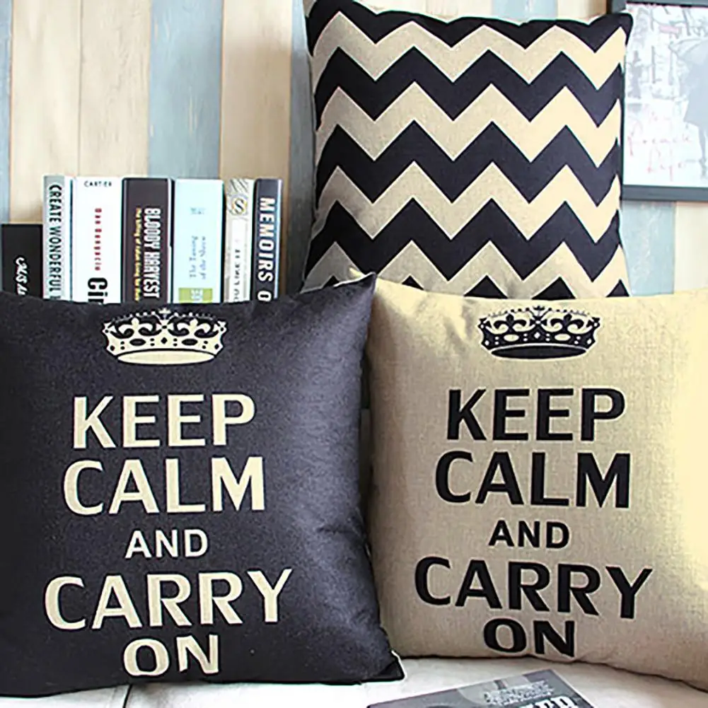 

Retro Home Decorative Linen Cotton Blended Cushion Cover Crown Throw Pillow Case