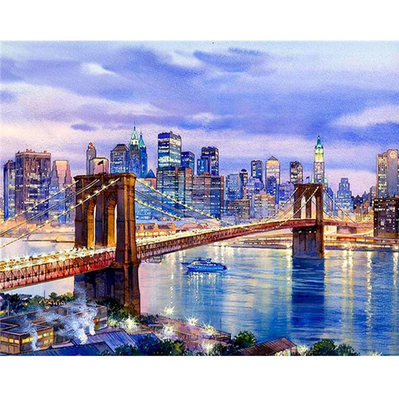 

PhotoCustom Oil Paint By Numbers Kits Scenery Painting By Numbers On Canvas Frameless 60x75cm DIY Landscape Painting Home Decor